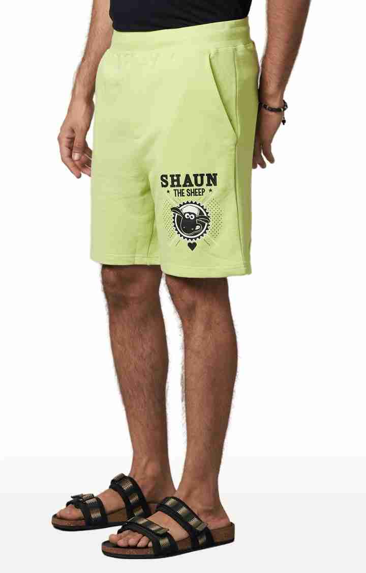 Shaun The Sheep - Green Printed Cotton Shorts