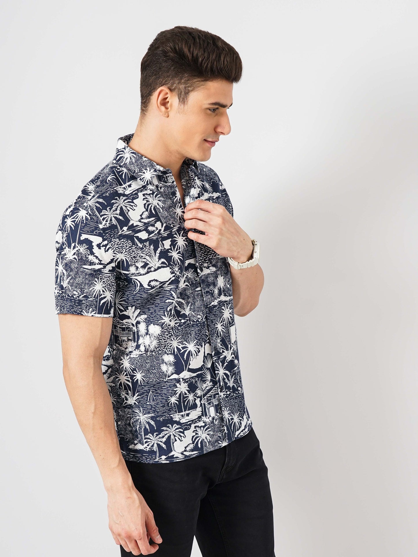 Black Printed Cotton Shirt