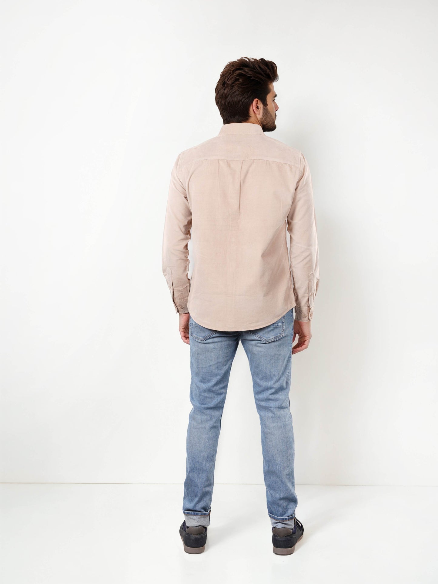 Celio Solid Regular Fit Cotton Beige Shirts