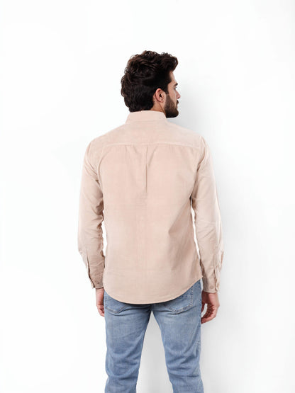 Celio Solid Regular Fit Cotton Beige Shirts