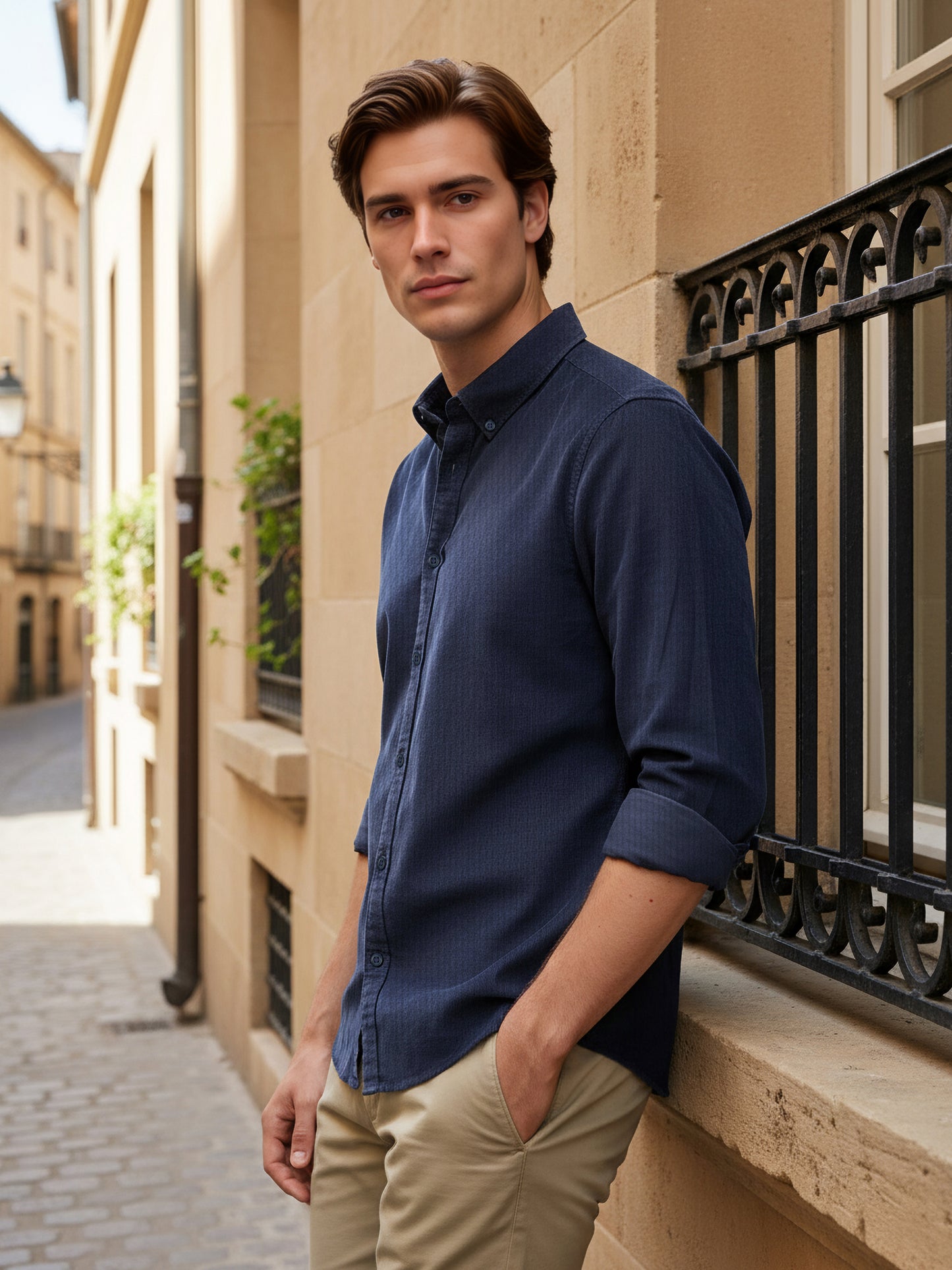 Celio* Men Blue Solid Regular Fit Cotton Shirts