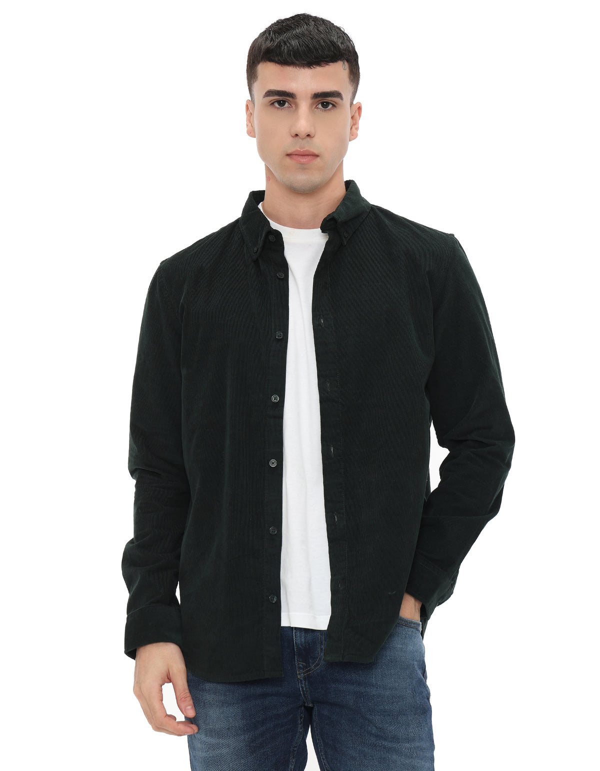 Regular Fit 100% Cotton Solid Spread collar Shirts
