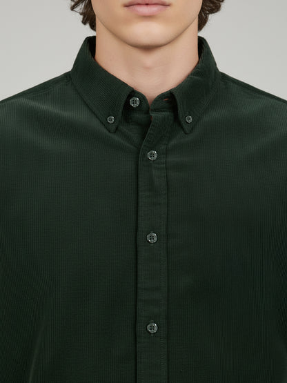 Celio* Men Olive Solid Regular Fit Cotton Shirts