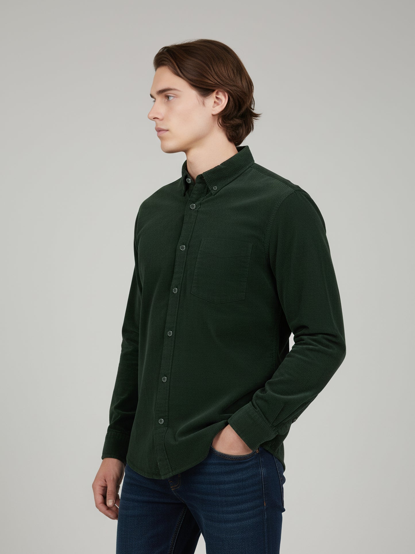 Celio* Men Olive Solid Regular Fit Cotton Shirts