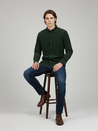 Celio* Men Olive Solid Regular Fit Cotton Shirts