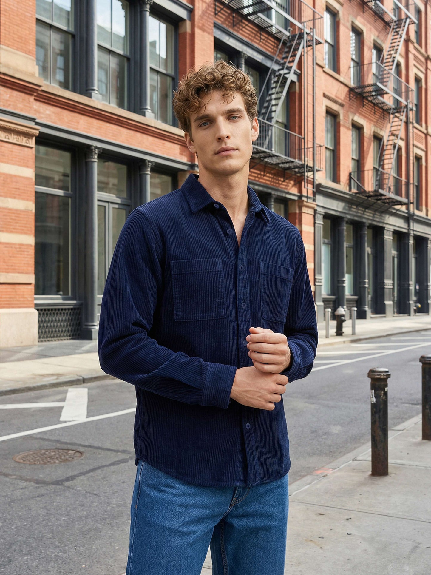 Celio* Men Navy Blue Solid Oversized Cotton Shirts