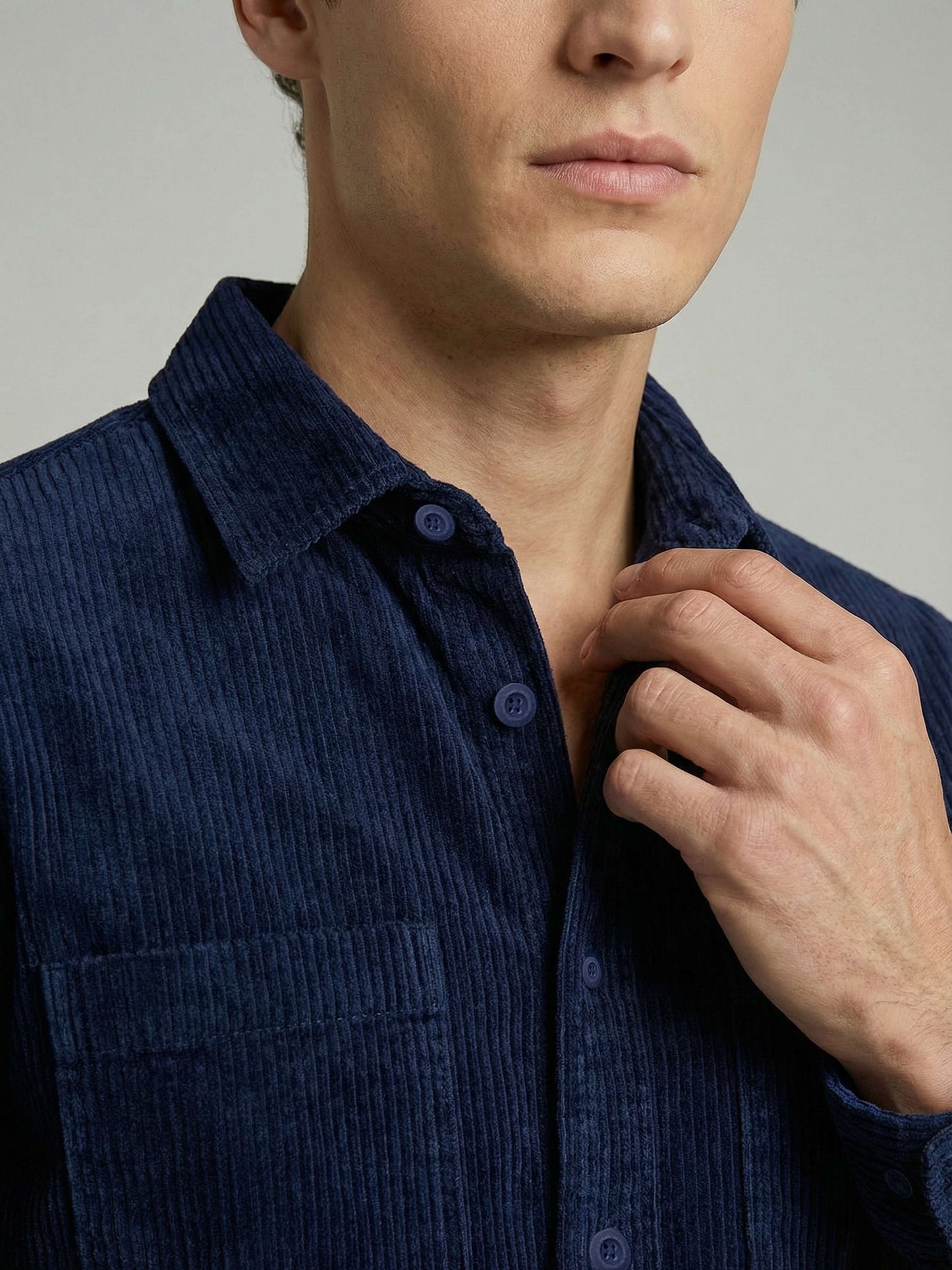 Celio* Men Navy Blue Solid Oversized Cotton Shirts