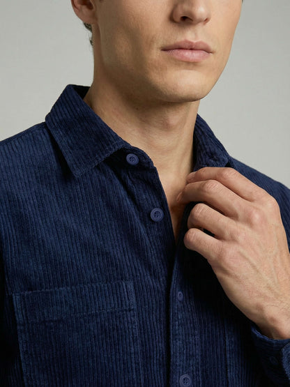 Celio* Men Navy Blue Solid Oversized Cotton Shirts