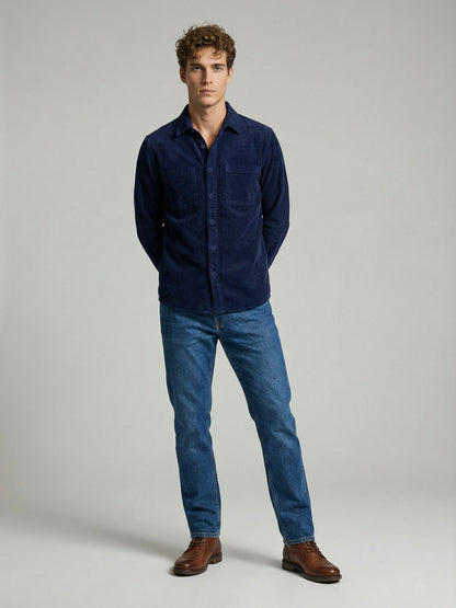 Celio* Men Navy Blue Solid Oversized Cotton Shirts