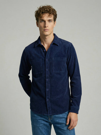Celio* Men Navy Blue Solid Oversized Cotton Shirts