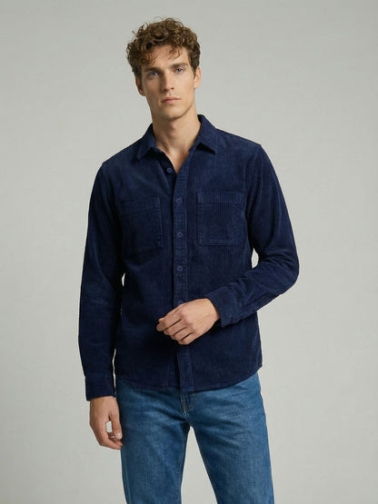 Celio* Men Navy Blue Solid Oversized Cotton Shirts