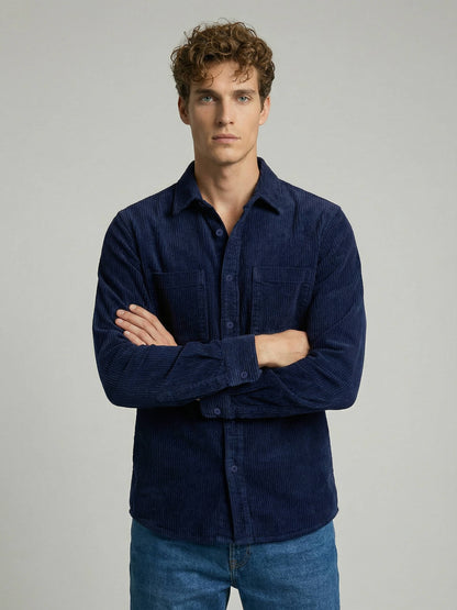 Celio* Men Navy Blue Solid Oversized Cotton Shirts