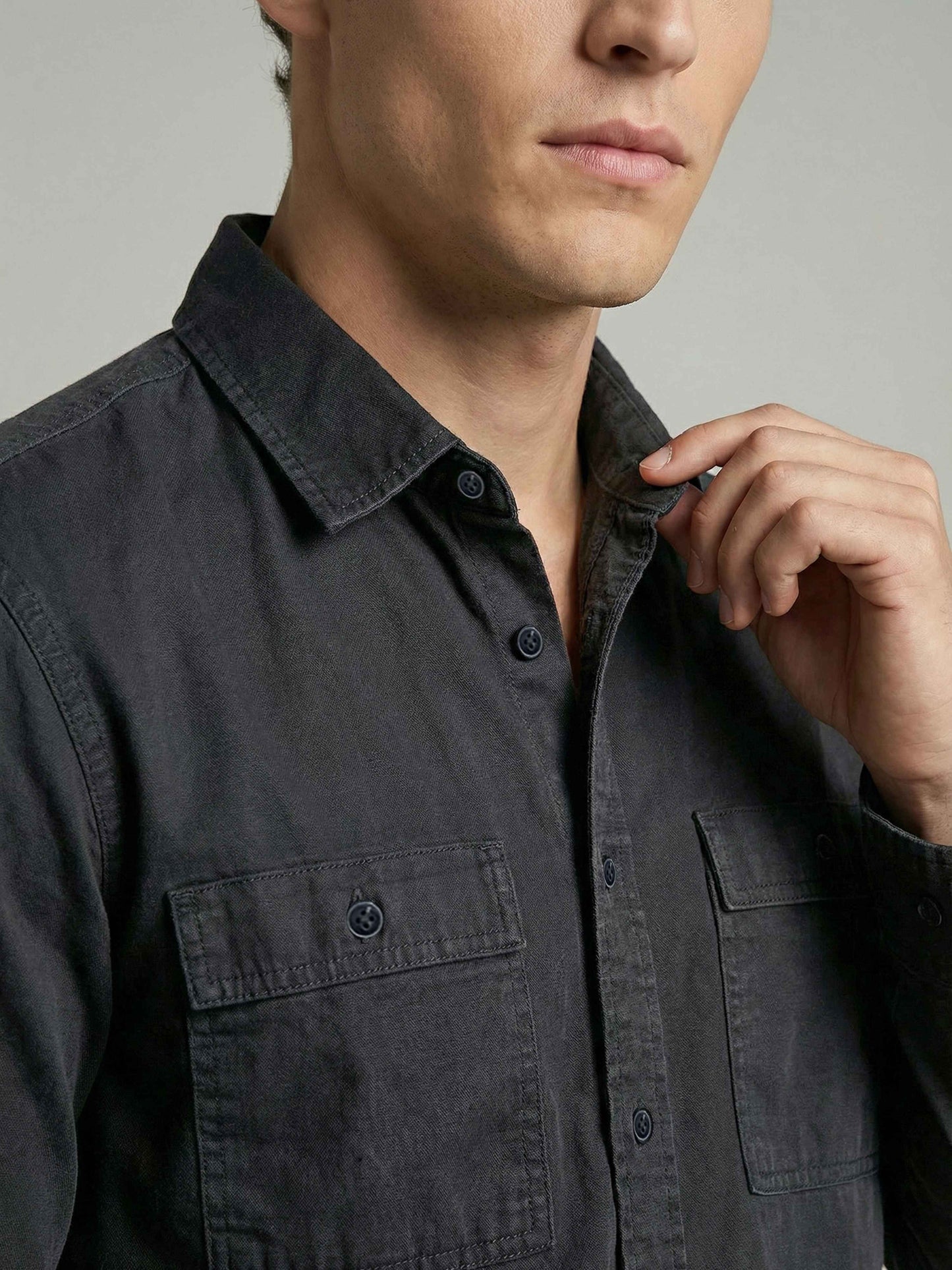 Celio* Men Grey Solid Regular Fit Cotton Shirts