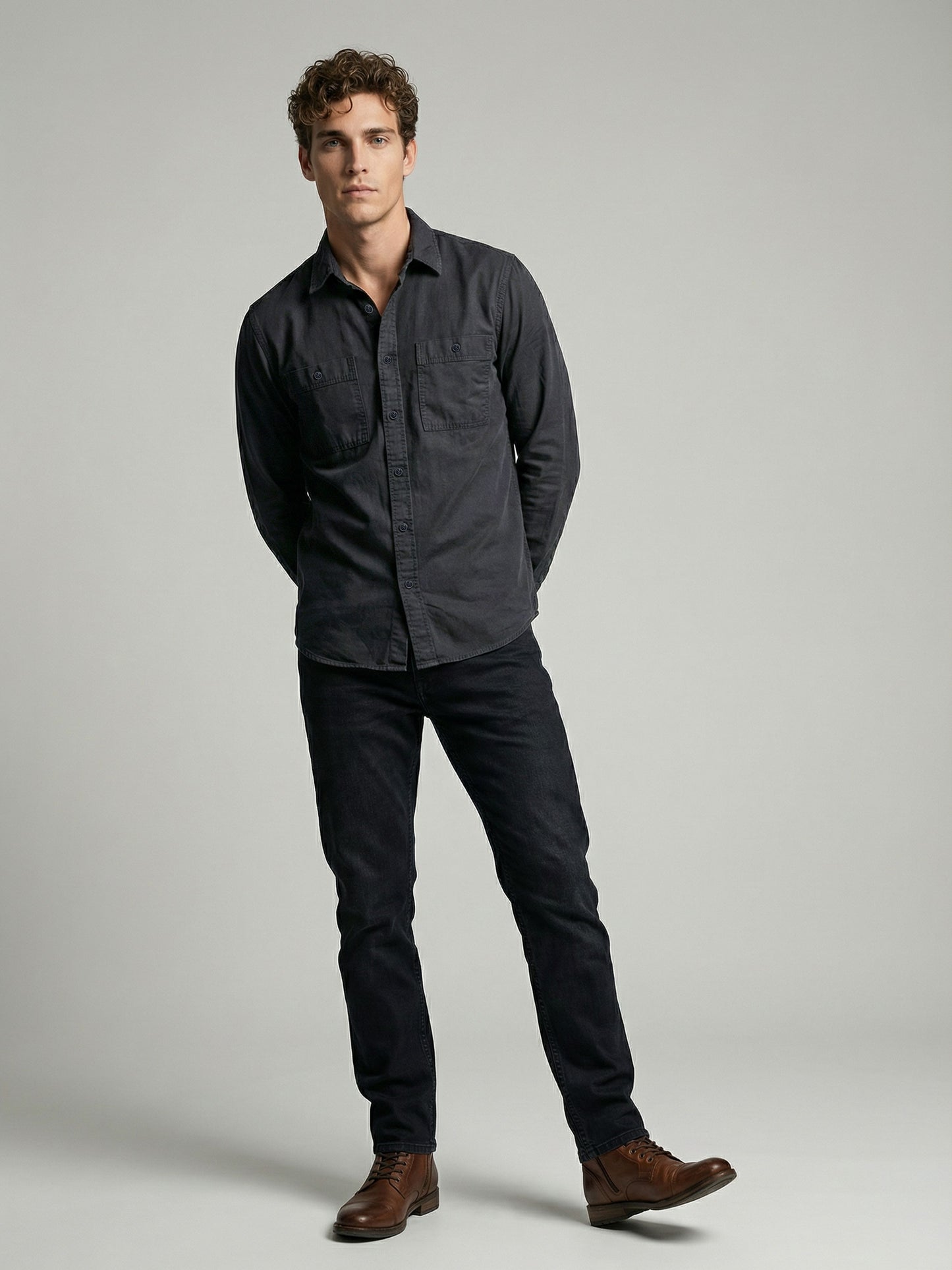 Celio* Men Grey Solid Regular Fit Cotton Shirts