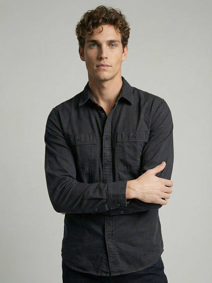 Celio* Men Grey Solid Regular Fit Cotton Shirts