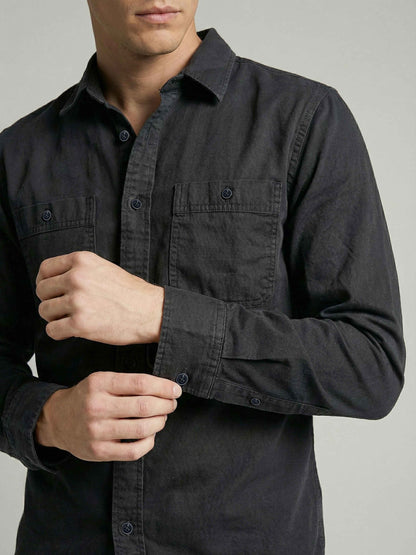 Celio* Men Grey Solid Regular Fit Cotton Shirts