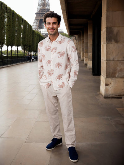 Celio Men Brown Printed Regular Fit Viscose Shirts