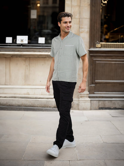 Celio* Men Cotton Regular Fit Green Solid Shirts