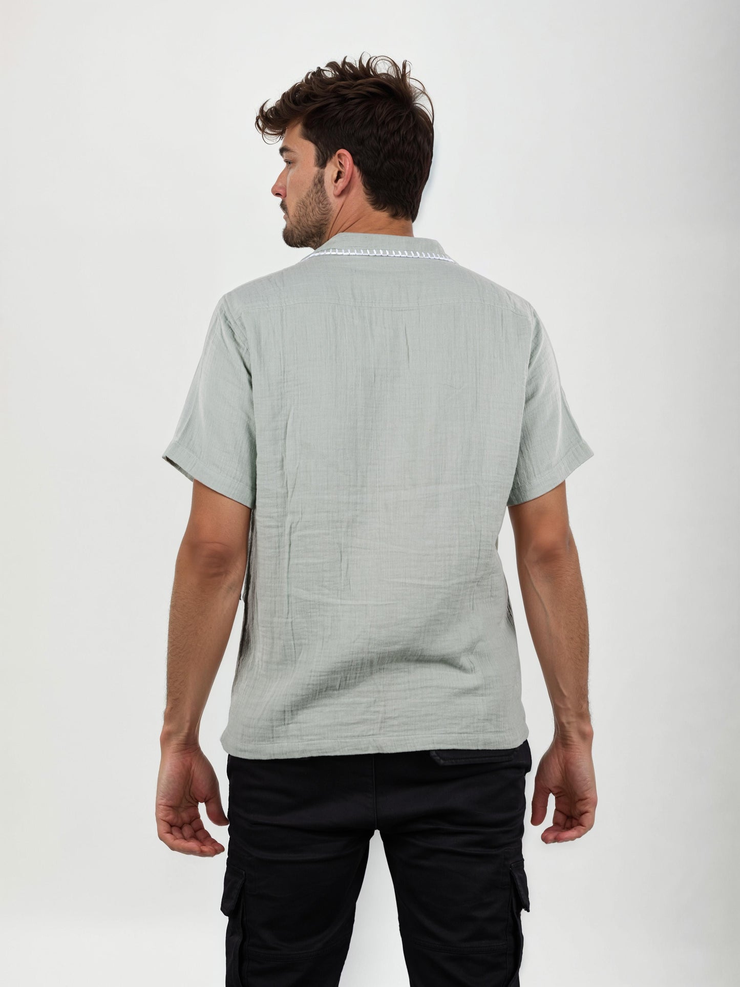 Celio* Men Cotton Regular Fit Green Solid Shirts