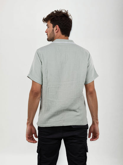 Celio* Men Cotton Regular Fit Green Solid Shirts