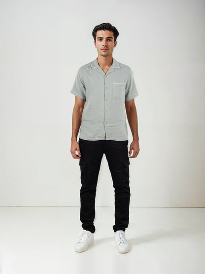 Celio* Men Cotton Regular Fit Green Solid Shirts