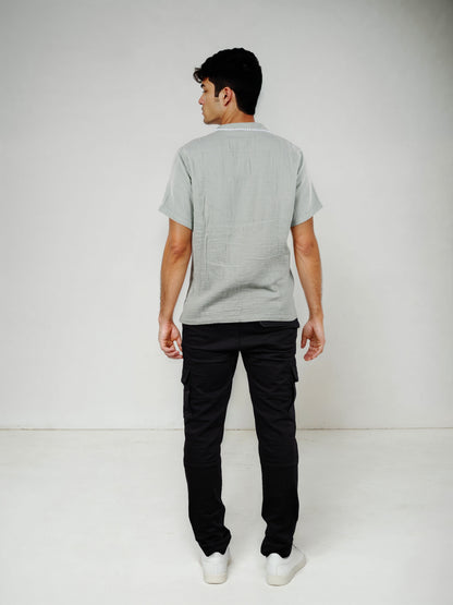 Celio* Men Cotton Regular Fit Green Solid Shirts