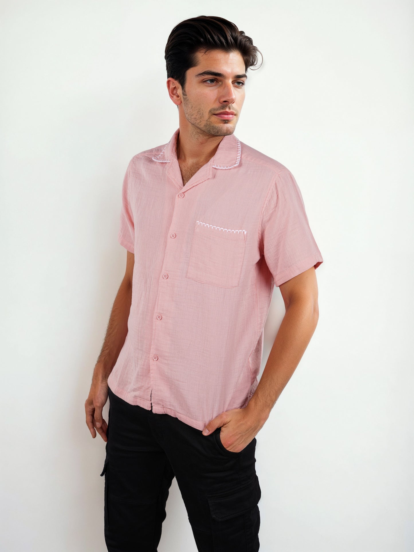 Celio* Pink Men Cotton Solid Regular Fit Shirts