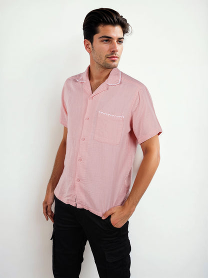Celio* Pink Men Cotton Solid Regular Fit Shirts