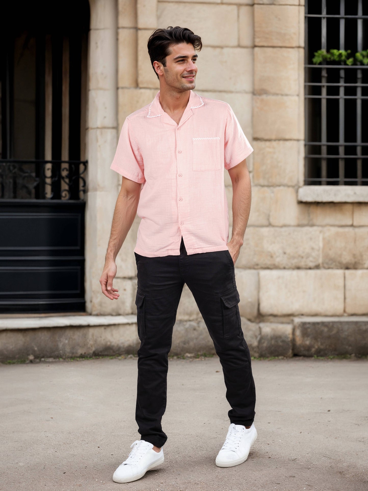 Celio* Pink Men Cotton Solid Regular Fit Shirts