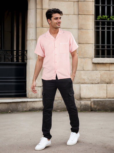 Celio Men Pink Solid Regular Fit Cotton Shirts