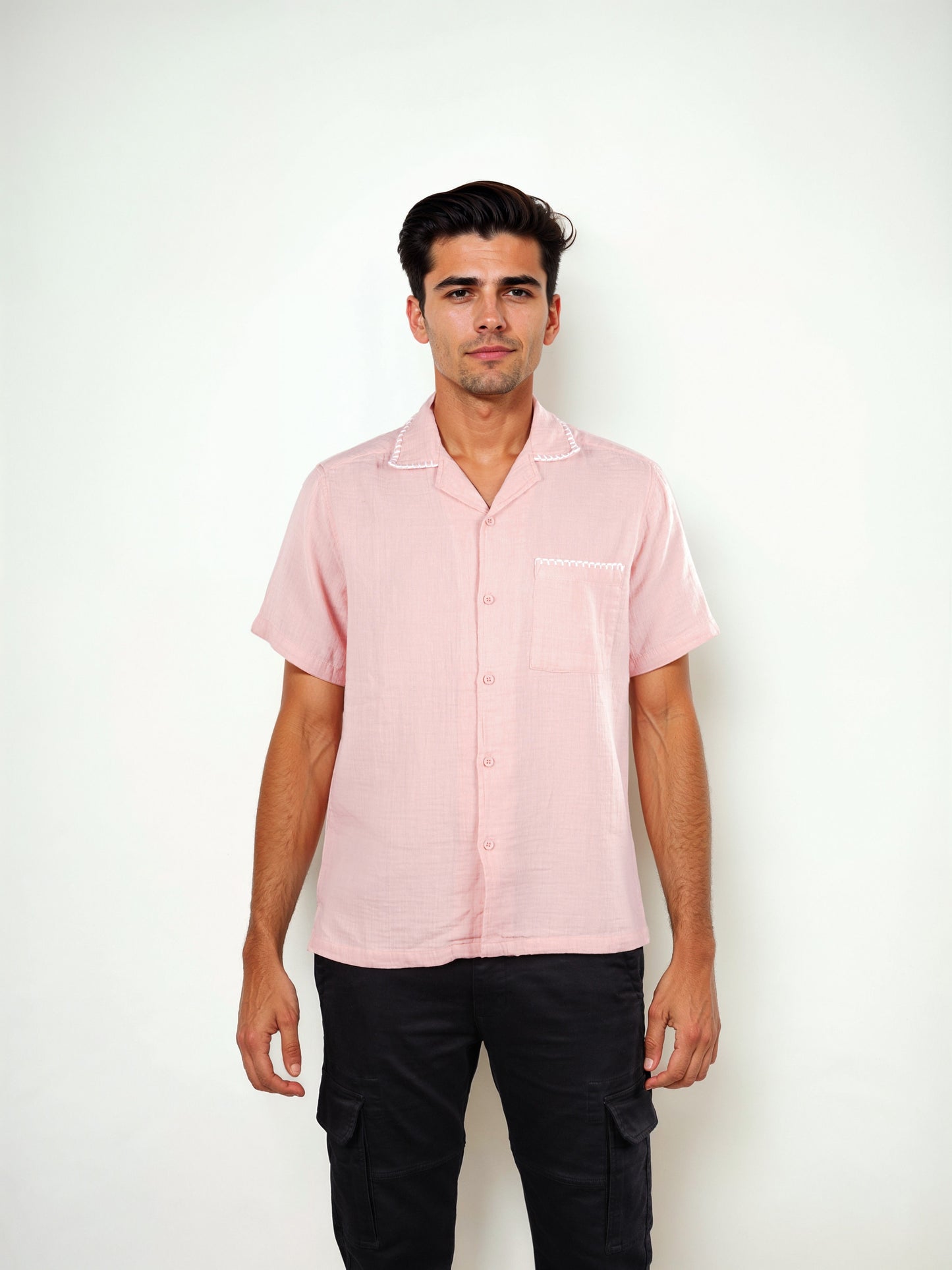 Celio* Pink Men Cotton Solid Regular Fit Shirts