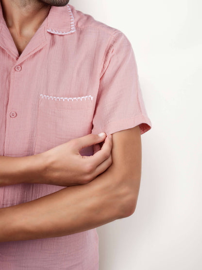 Celio* Pink Men Cotton Solid Regular Fit Shirts