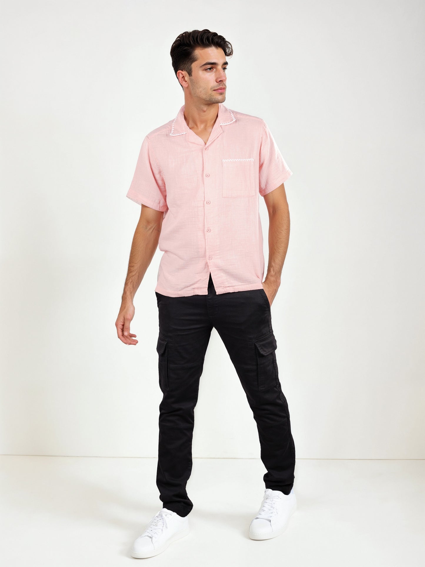 Celio* Pink Men Cotton Solid Regular Fit Shirts