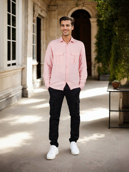 Celio* Regular Fit Solid Pink Men Cotton Shirts