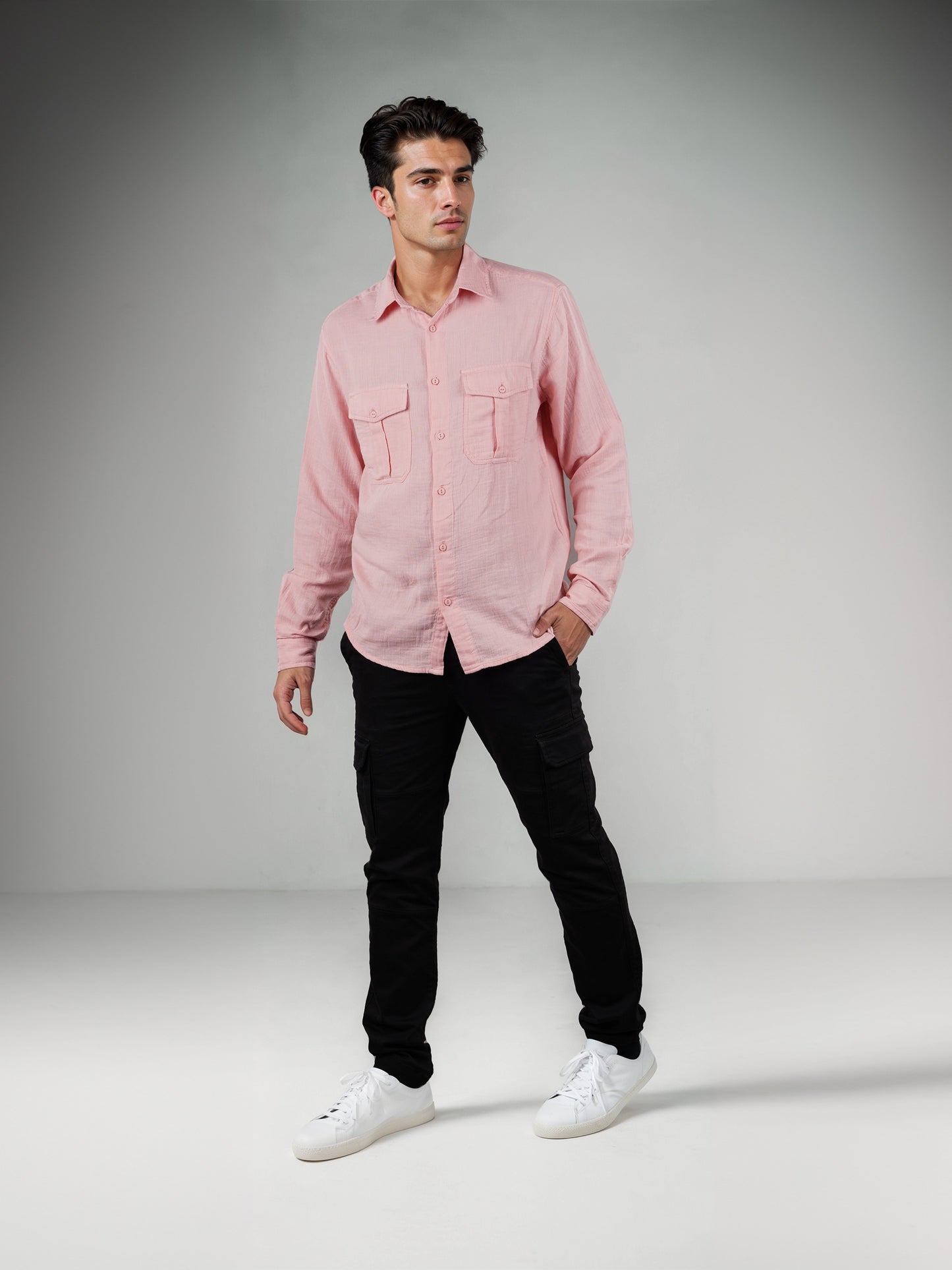 Celio* Regular Fit Solid Pink Men Cotton Shirts