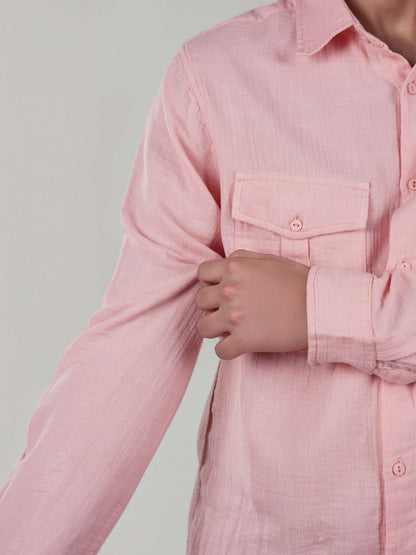 Celio* Regular Fit Solid Pink Men Cotton Shirts