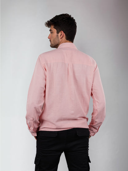 Celio* Regular Fit Solid Pink Men Cotton Shirts