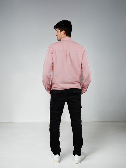 Celio* Regular Fit Solid Pink Men Cotton Shirts