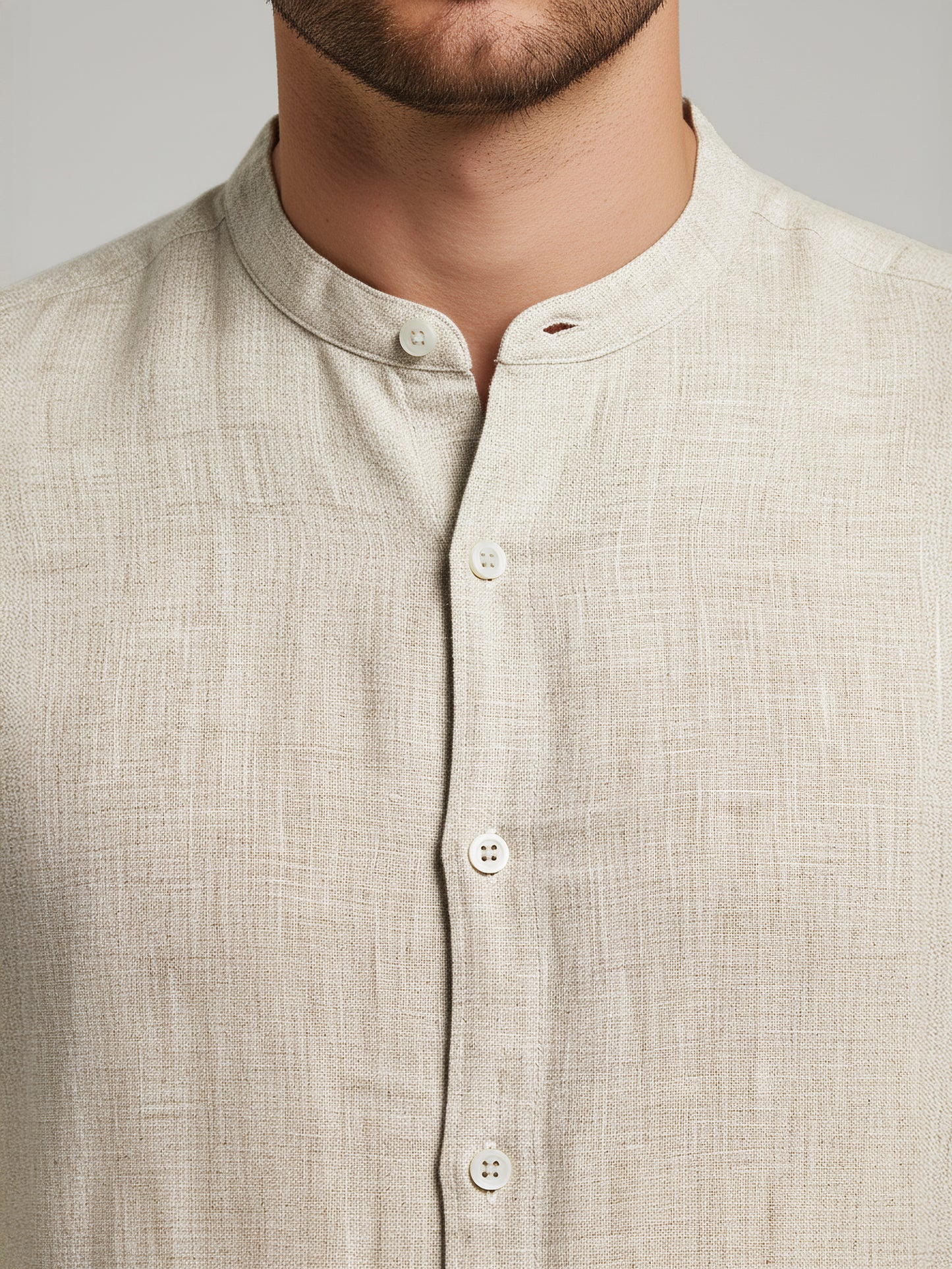 Celio* Men Beige Solid Regular Fit Linen Shirts