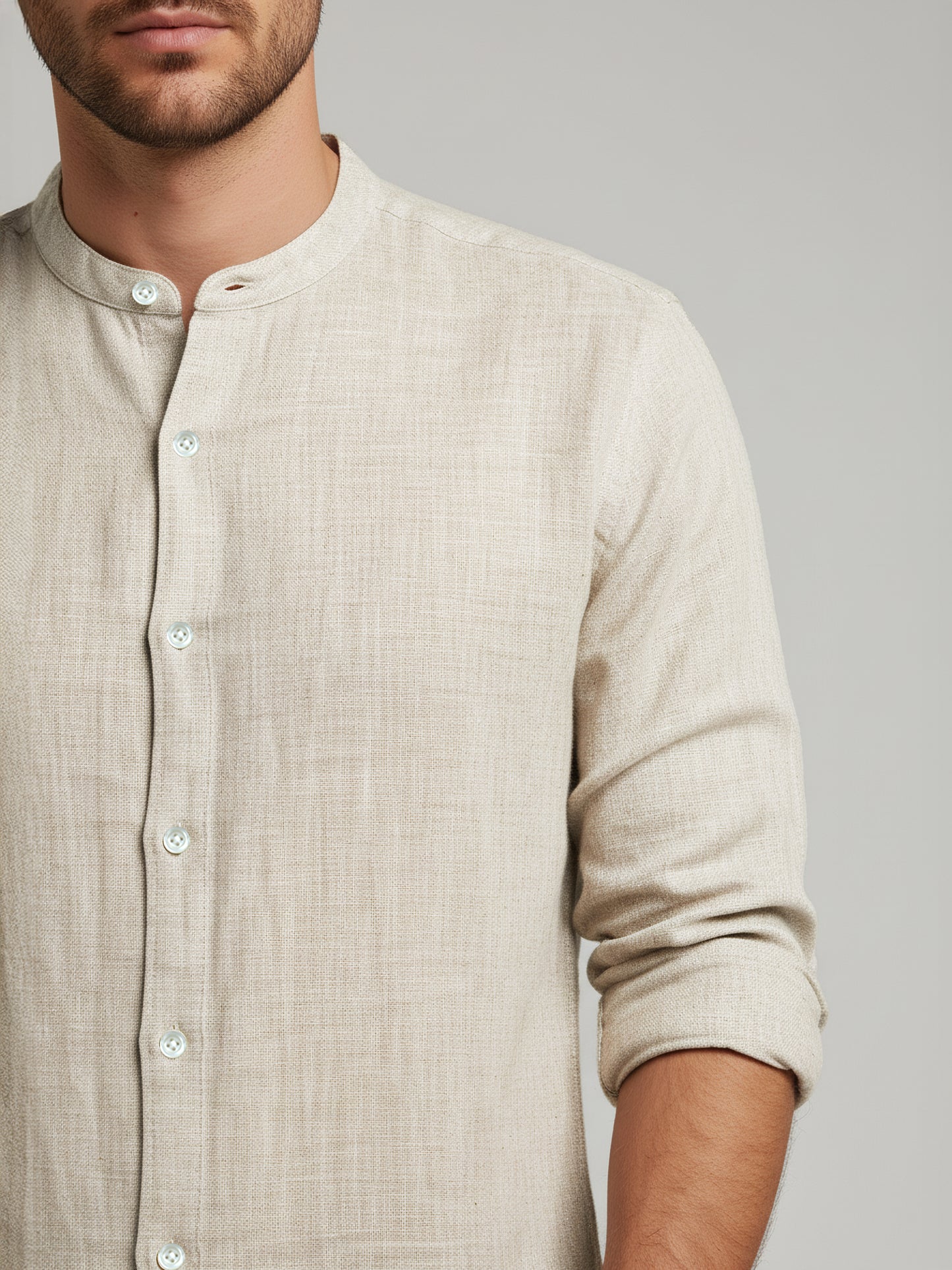 Celio* Men Beige Solid Regular Fit Linen Shirts