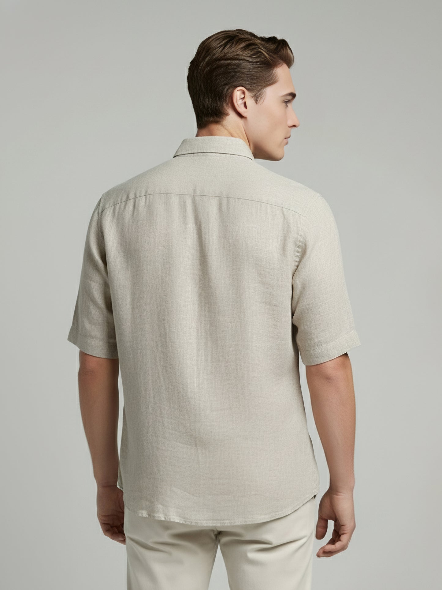 Celio* Men Beige Solid Regular Fit Linen Shirts