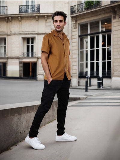 Celio Men Brown Solid Regular Fit Cotton Shirts