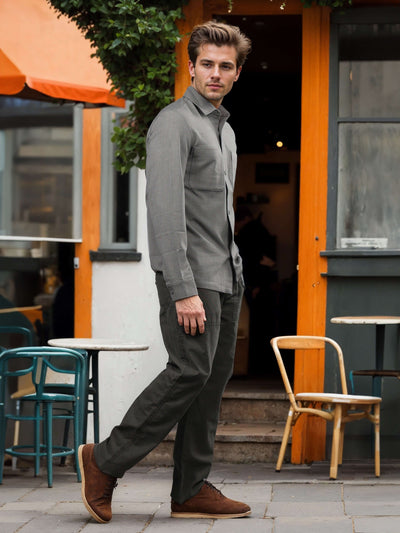 Celio Men Grey Solid Regular Fit Cotton Shirts