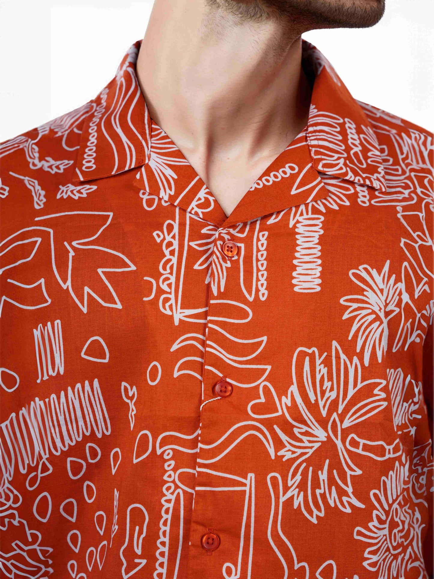 Celio Men Red Printed Regular Fit Cotton Shirts