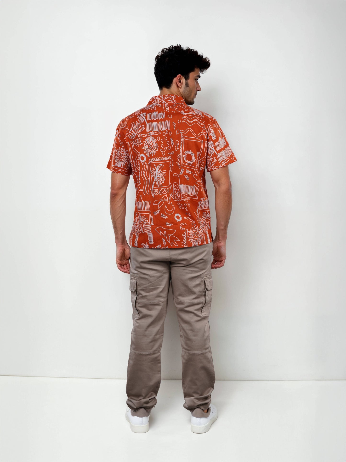 Celio Men Red Printed Regular Fit Cotton Shirts