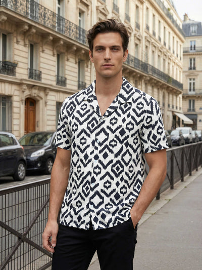 Celio* Men Black Printed Regular Fit Viscose Shirts