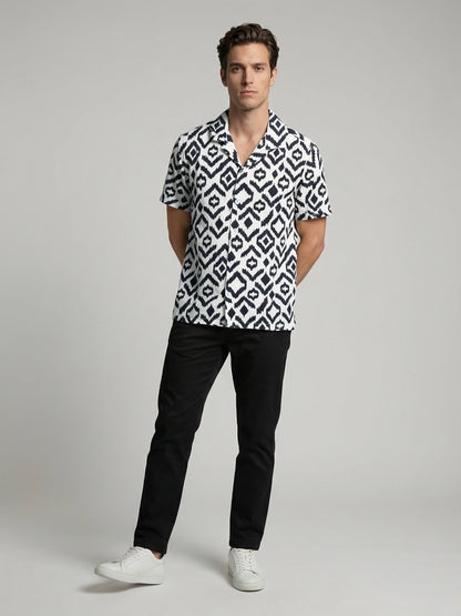 Celio* Men Black Printed Regular Fit Viscose Shirts