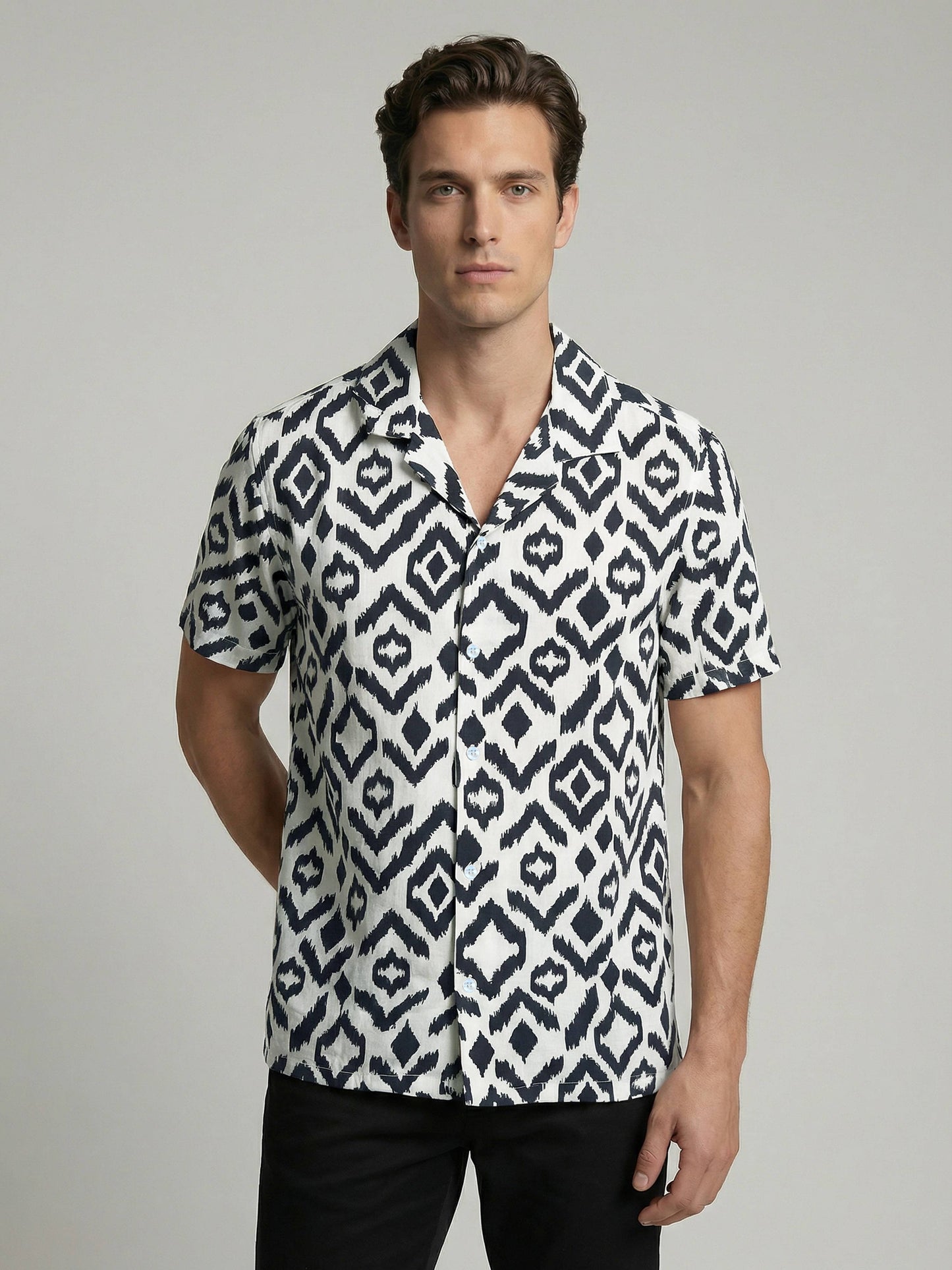 Celio* Men Black Printed Regular Fit Viscose Shirts