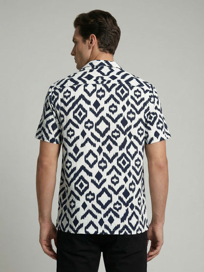 Celio* Men Black Printed Regular Fit Viscose Shirts