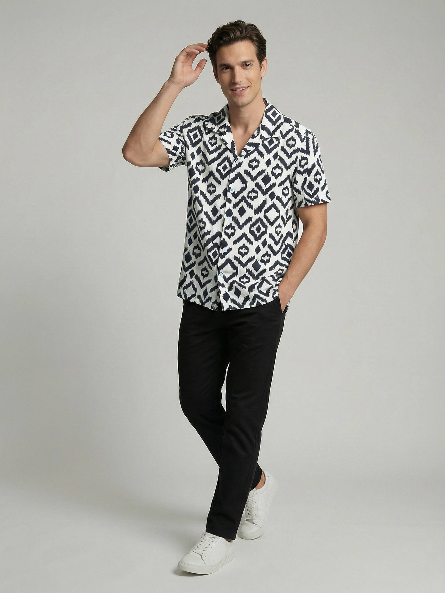 Celio* Men Black Printed Regular Fit Viscose Shirts